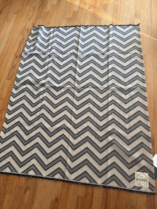 Better Options Supply Co Other - NWT Better Options Supply Co Chevron Throw Blanket Cotton Grey Tan 48 x 60 [jb]